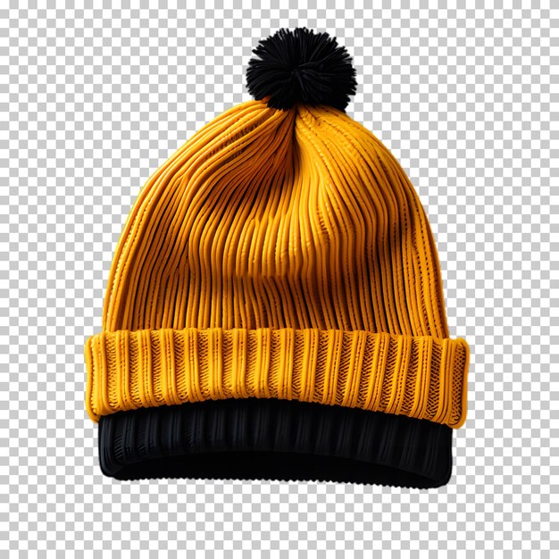 PSD yellow winter hat isolated on transparent background