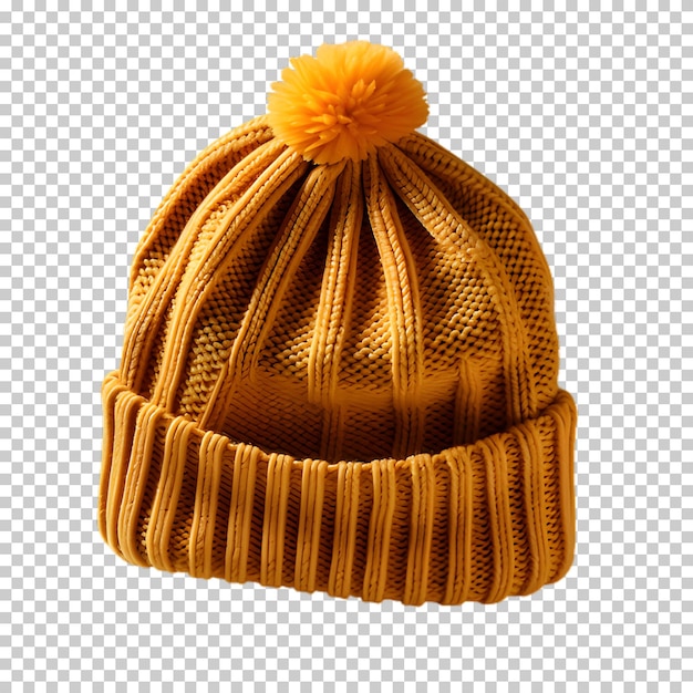 PSD yellow winter hat isolated on transparent background