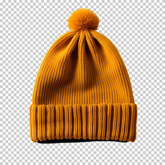 透明な背景に隔離された黄色い冬の帽子