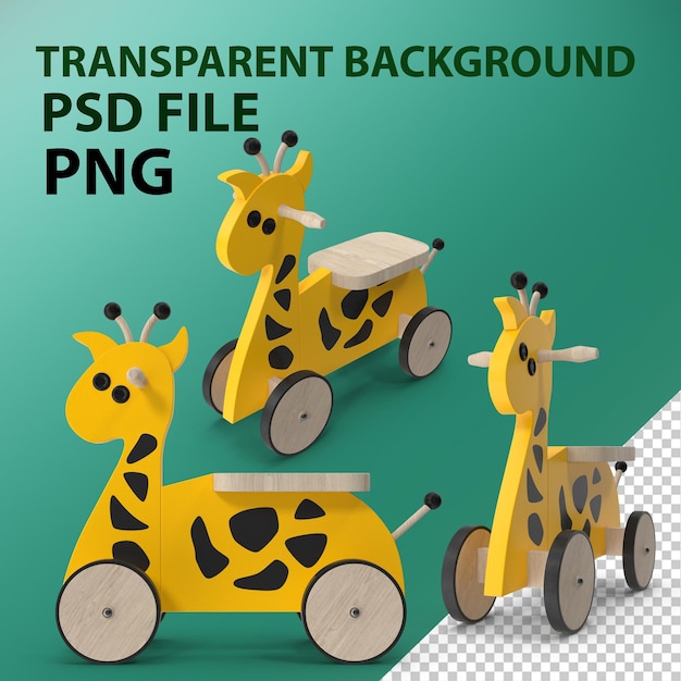 PSD yellow wooden car toy png