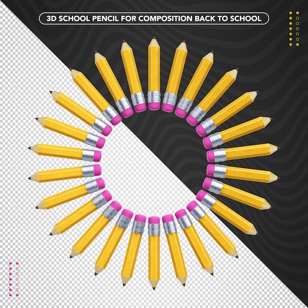 Fiocco di matita giallo per scrivere per comporre il ritorno a scuola