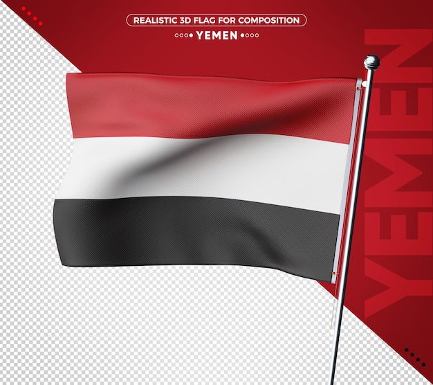 Bandiera dello yemen 3d rendering isolato