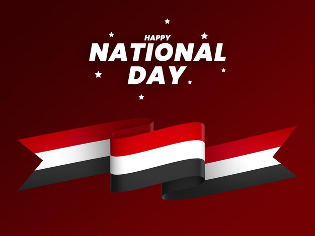 PSD yemen flag element design national independence day banner ribbon psd