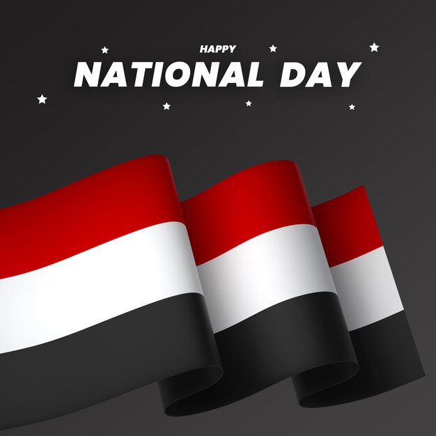 PSD yemen flag element design national independence day banner ribbon psd