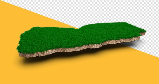 Yemen Map soil land geology cross section with green grass and Rock ground texture 3d illustration