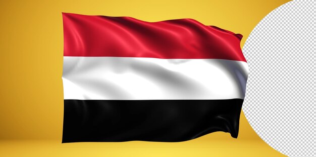 Yemen waving flag realistic isolated on transparent png