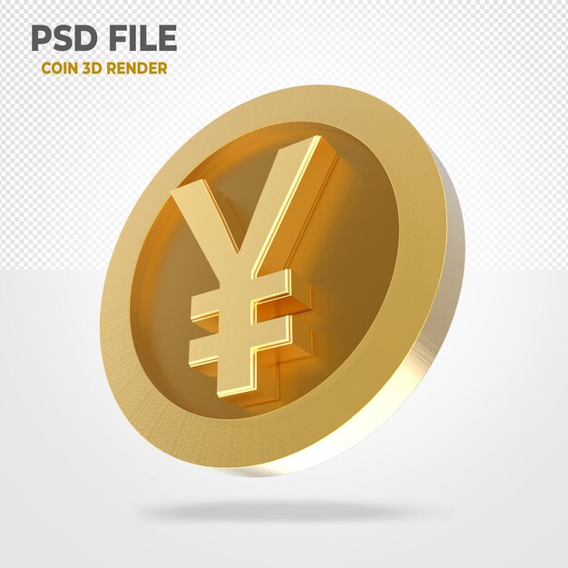 PSD yen 3d gouden munt