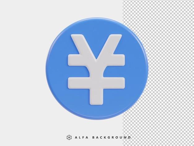 PSD yen icon 3d rendering vector illustration