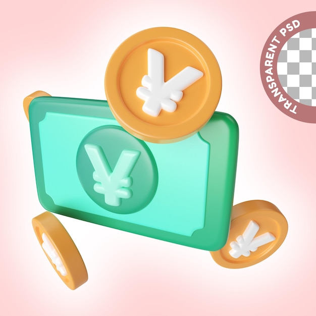 PSD yen money 3d illustration icon