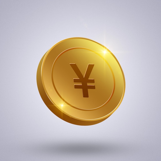 PSD yen symbol on golden coin 3d