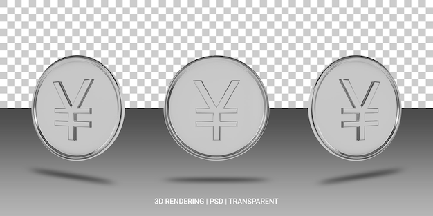 PSD yen yuan zilveren munt 3d-pictogram