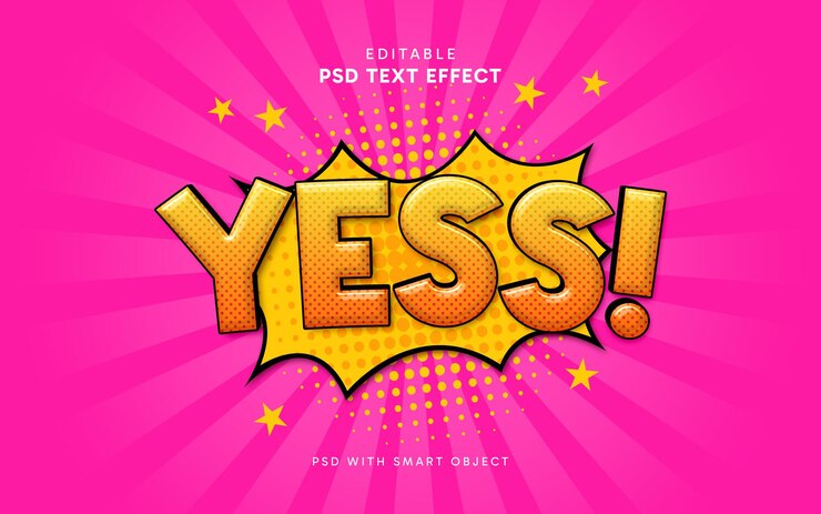 PSD yes cartoon comic text style effect