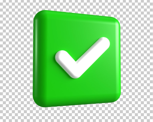 Yes check box approve green icon 3d render