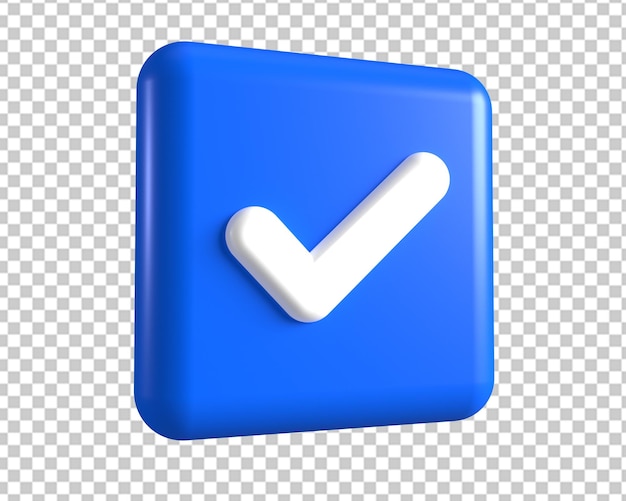 PSD yes check box right blue icon 3d render