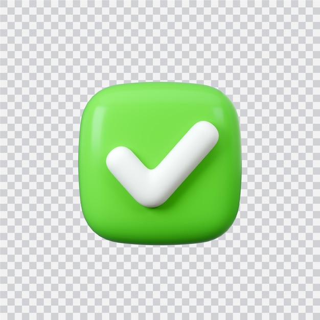 PSD yes or correct sign 3d render interface button isolated on white