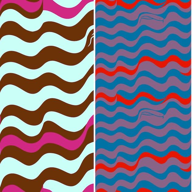 Yılanımsı Silüetli Deniz Yılanı Şık Minimal Grafik D Doğa Deseni Vektör Tasarımları