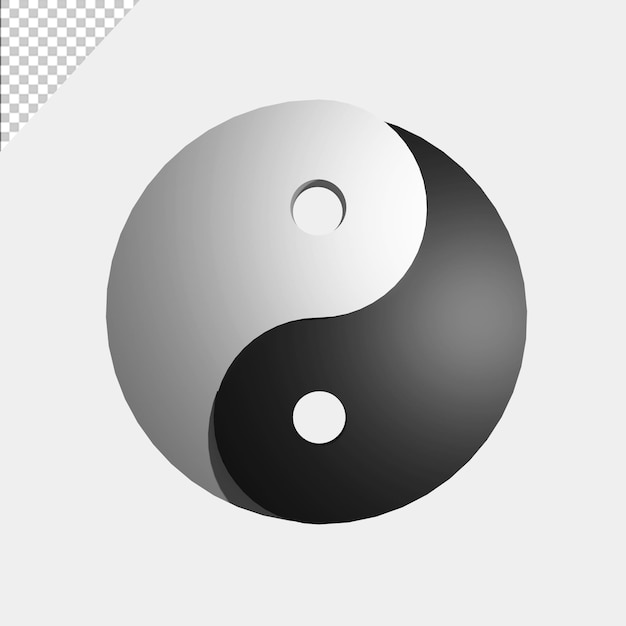 yin en yang-pictogram in realistische 3D-rendering gratis psd