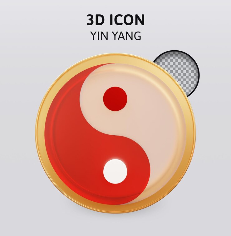 PSD yin yang 3d rendering illustration