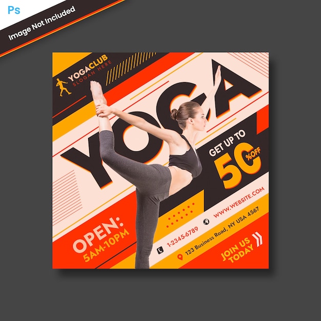 Modello di social media banner yoga