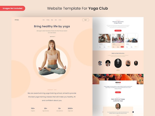 PSD modello di progettazione della pagina del sito web del club di yoga