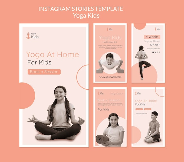 Modello di storie di instagram di concetto di yoga