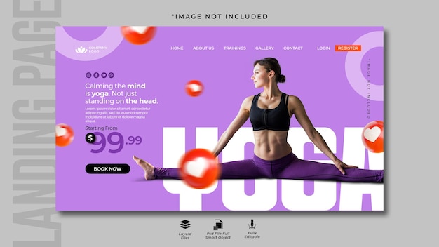 Yoga concept landing page template design