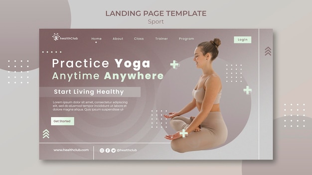 Modello di pagina di destinazione degli esercizi di yoga