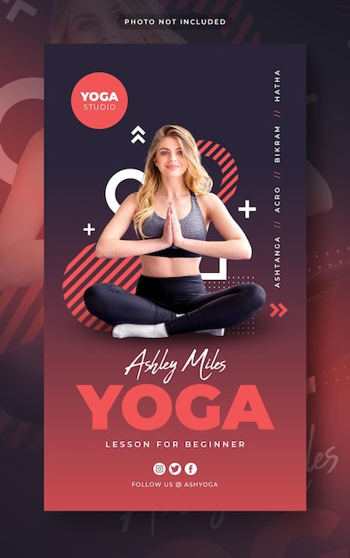 PSD yoga fitness instagram 및 facebook 스토리 소셜 미디어 포스트 웹 배너