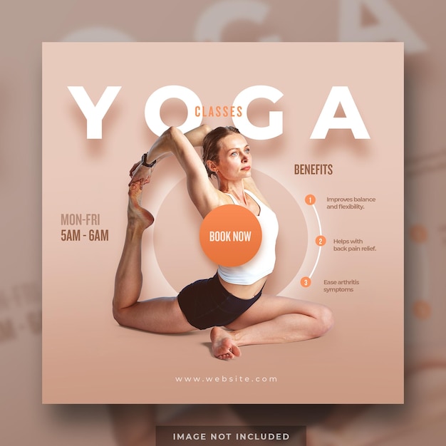 PSD yoga flyer social media post web banner with light background