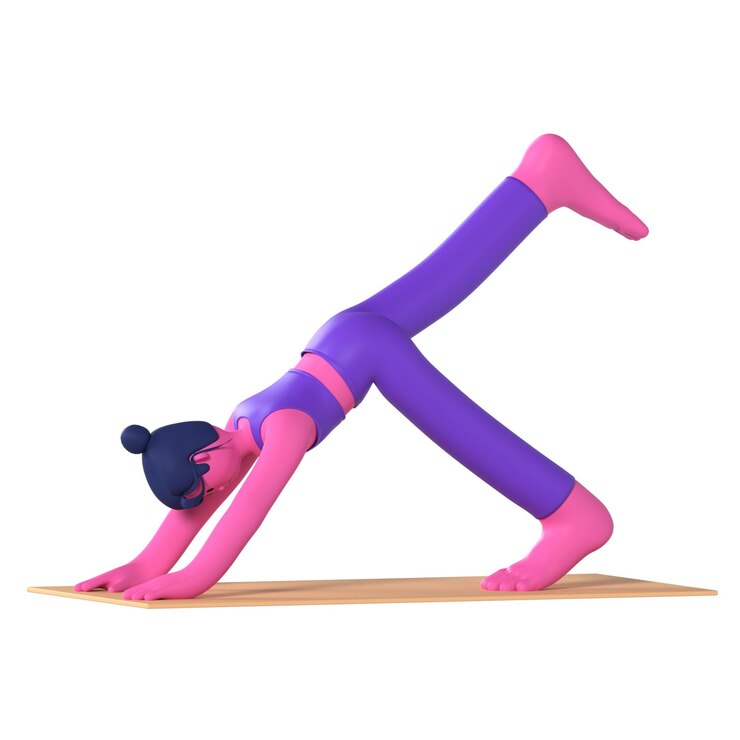 PSD yoga girl 3 legged downward facing dog pose wellness