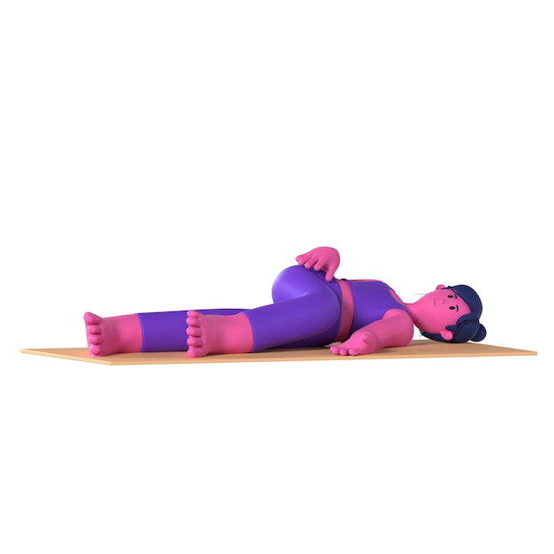 PSD yoga girl supine spinal twist pose wellness