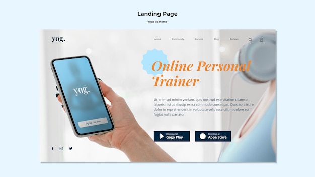 Yoga at home landing page