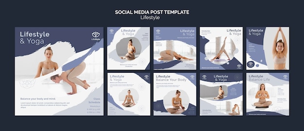 Yoga lifestyle social media post design template