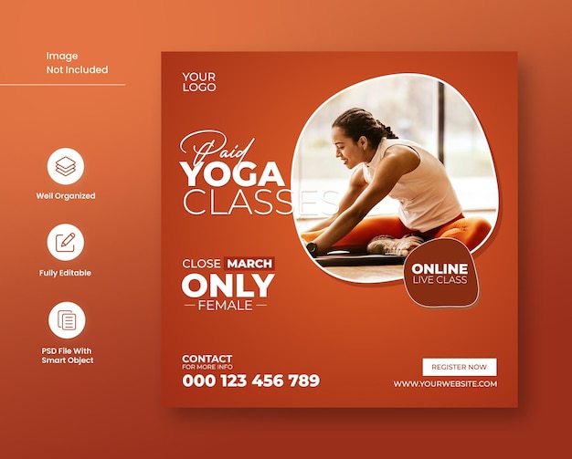 Yoga meditatie klasse social media post template