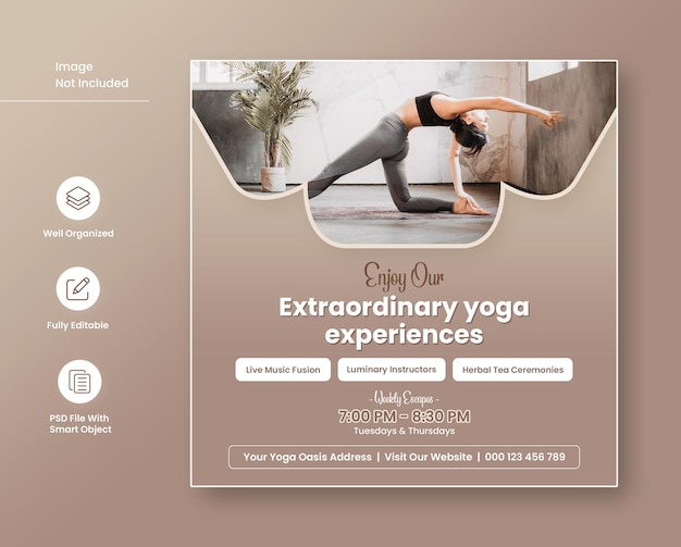 PSD yoga meditation class social media post template