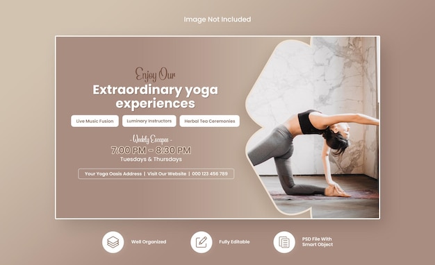 Modello di banner web per le lezioni di yoga e meditazione