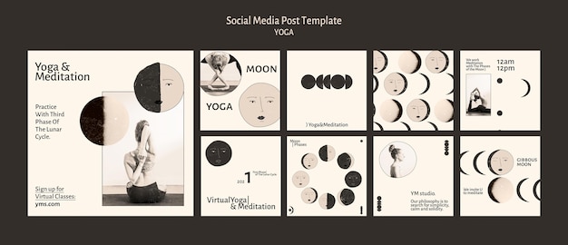 PSD ヨガの練習ソーシャルメディアの投稿