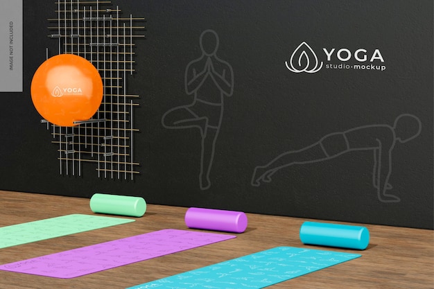 PSD prospettiva del mockup dello studio di yoga