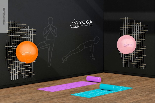 PSD yoga studio mockup zijaanzicht