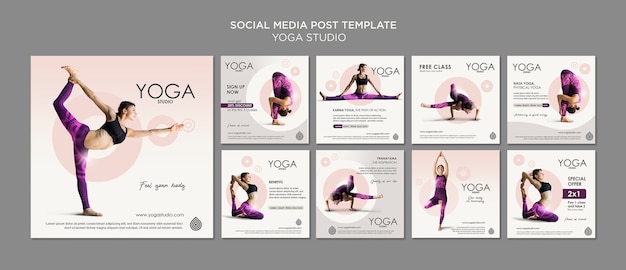 PSD modello di post di social media studio yoga