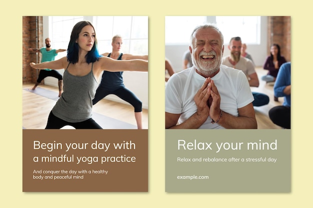 PSD yoga wellness marketing template psd for healthy lifestyle for ad poster dual set