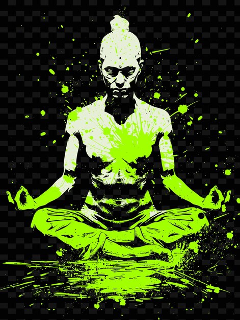 PSD yogi holding pose with controlled breathing with calm conce illustration flat 2d sport backgroundn