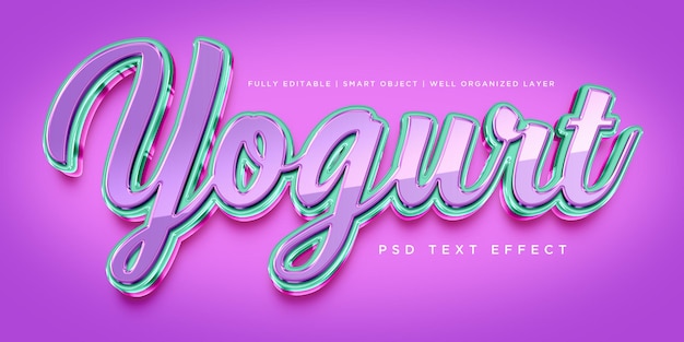 PSD yogurt effetto testo in stile 3d