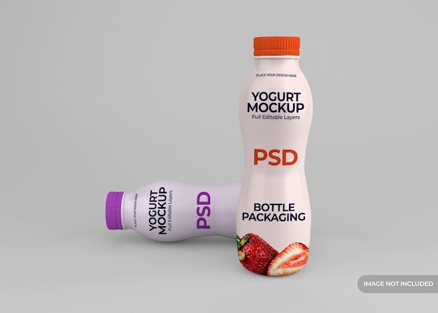 Progettazione di mockup di imballaggio bottiglia di yogurt isolato