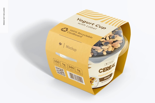 Yogurt Cup with Label Mockup, Perspective