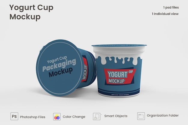 Mockup di vasetti di yogurt psd premium