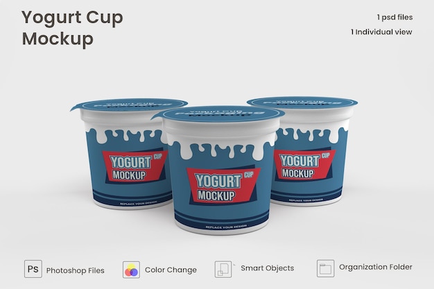 Mockup di vasetti di yogurt psd premium