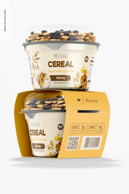 Yogurt cups with label mockup, stacked