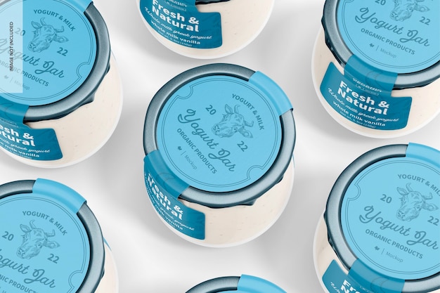 Yogurt Jars Mockup, Top View