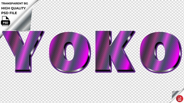 PSD yoko typography purple light text metalic psd transparent